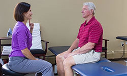 Older gentleman at a physical therapy appointment