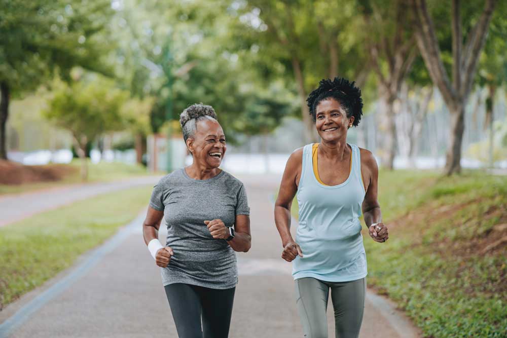 two women walking