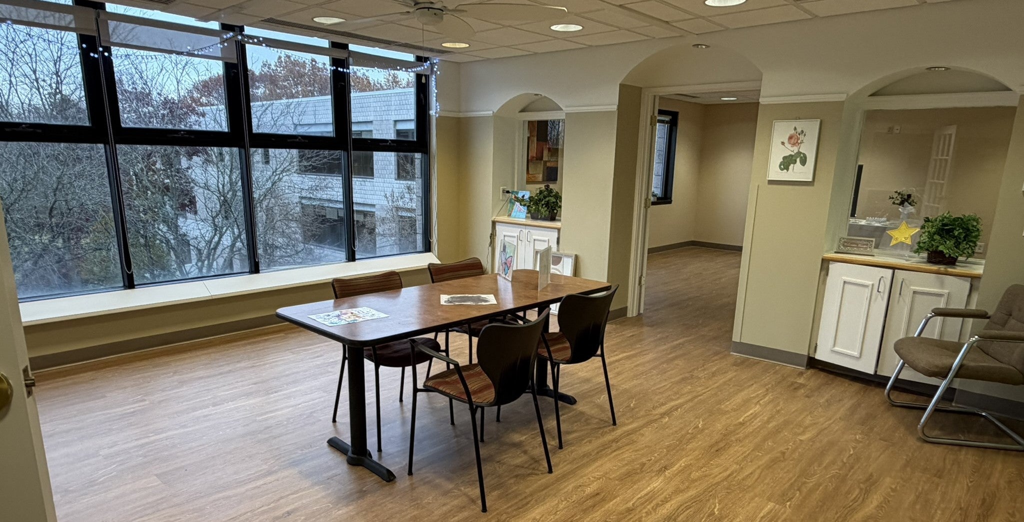 small dining table with large scenic window
