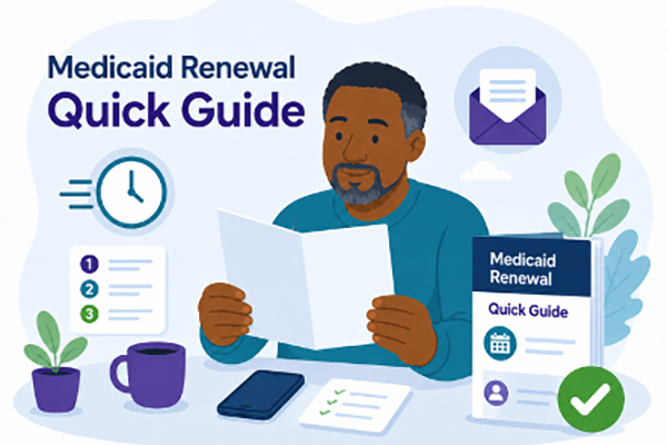 An icon outlining how to access our quick guide about Medicaid