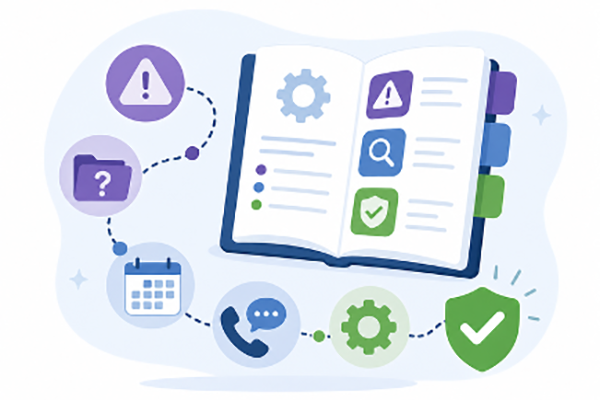 An icon showing an outline of a troubleshooting guide