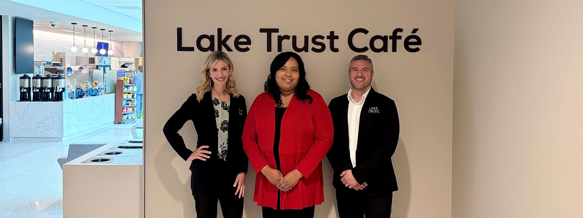 Lake Trust representatives Amanda Huszti-Vickers, AVP, Community Impact; Brandalynn Winchester-Middlebrook, EVP and Chief People & Purpose Officer and Brian Adams, AVP, Member Engagement
