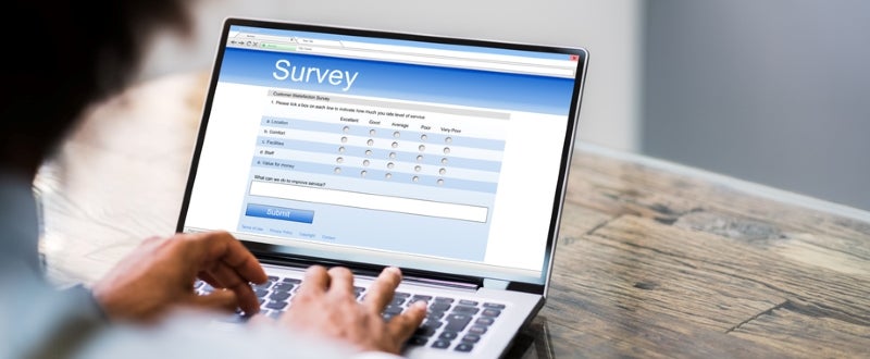 person taking online survey