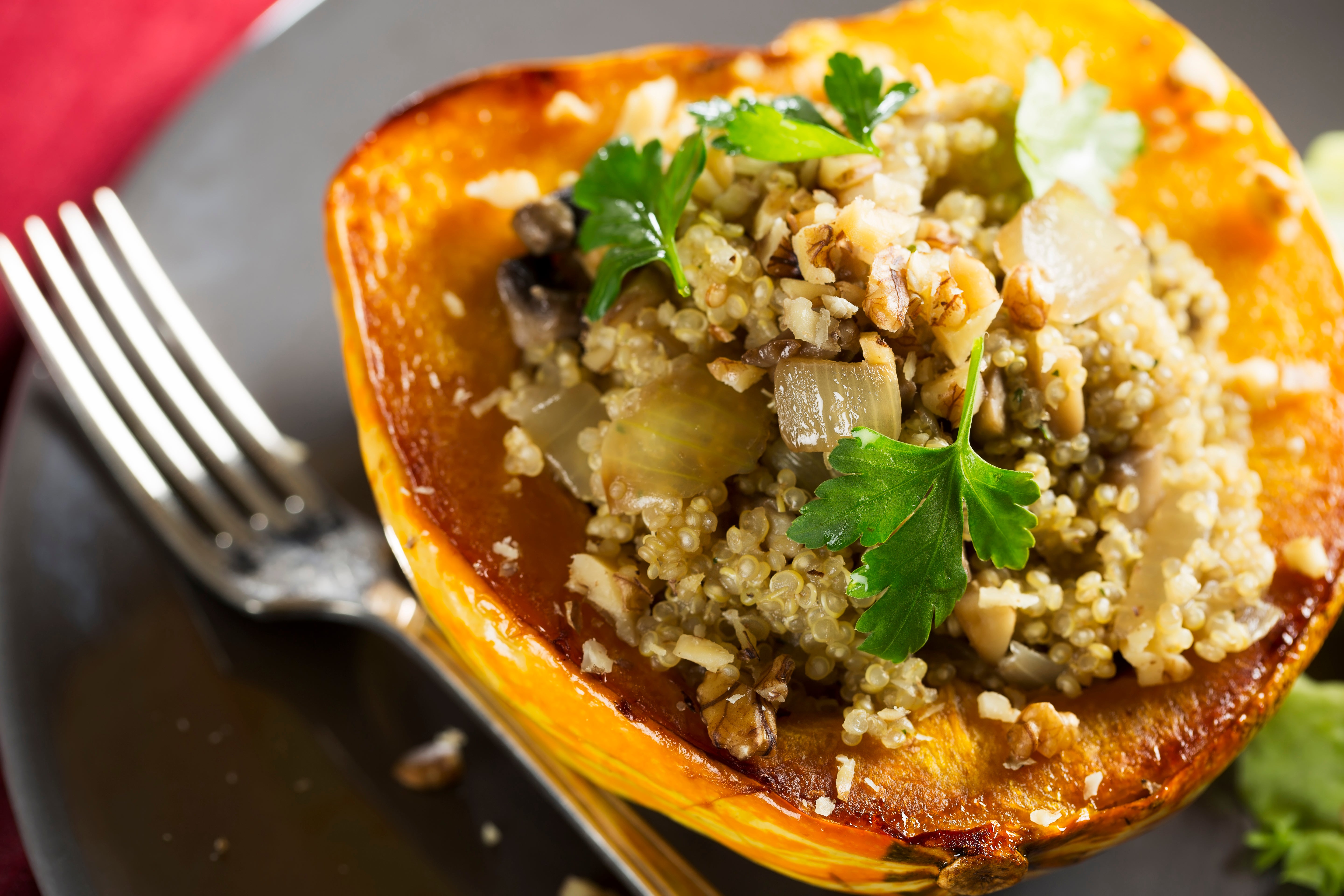 Wild Rice and Lentil Stuffed Acorn Squash