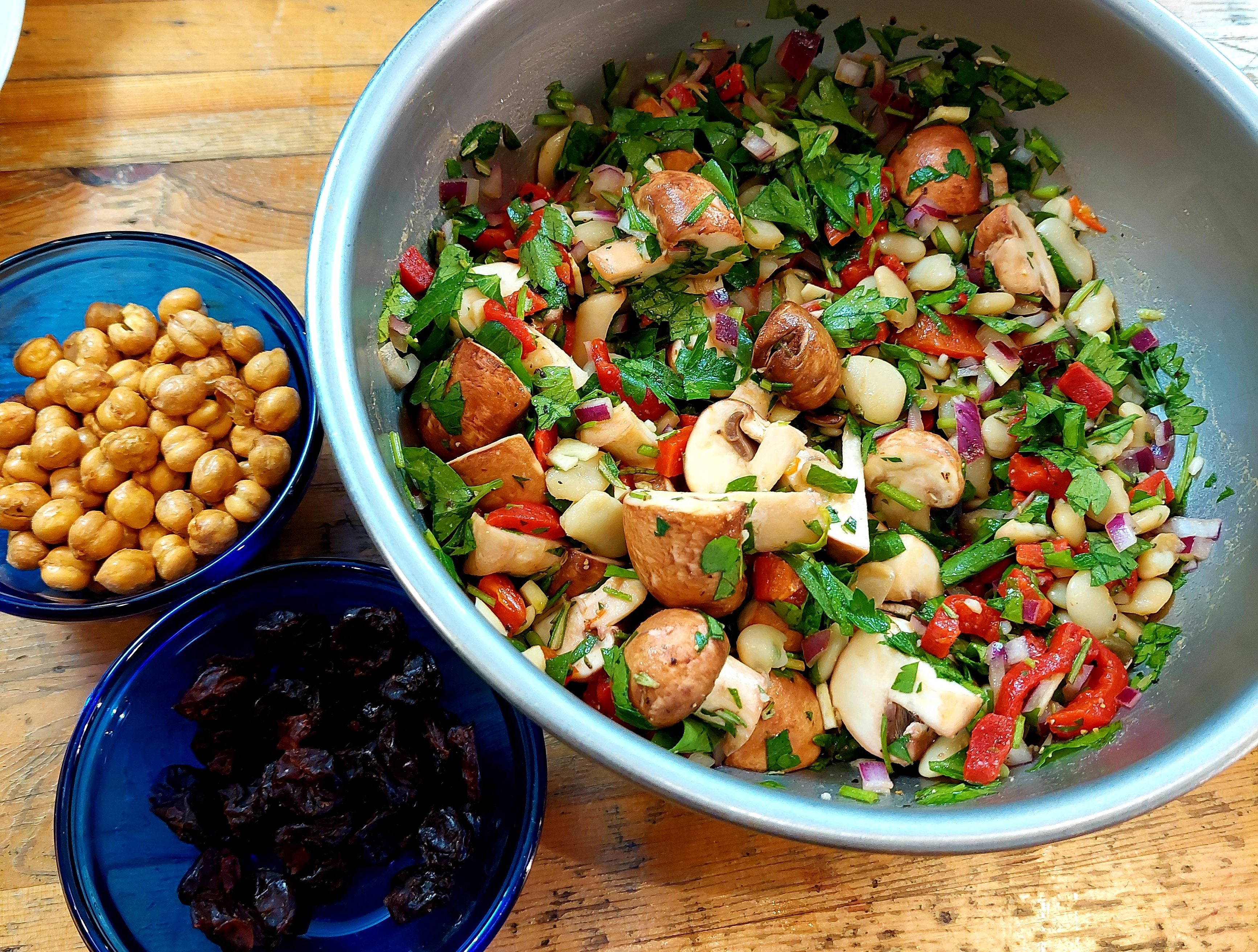 Marinated mushrooms and beans