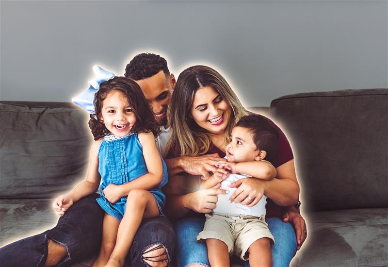 Family on Couch with young children