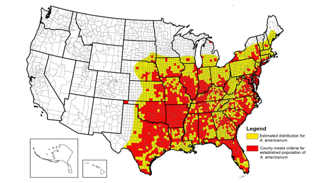 Lone Star Tick Population Density Map USA