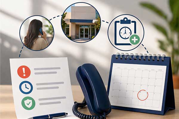 A phone surrounded by icons and administrative tasks
