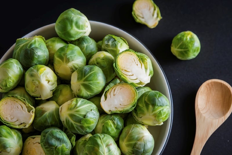 fresh brussels sprouts in bowl